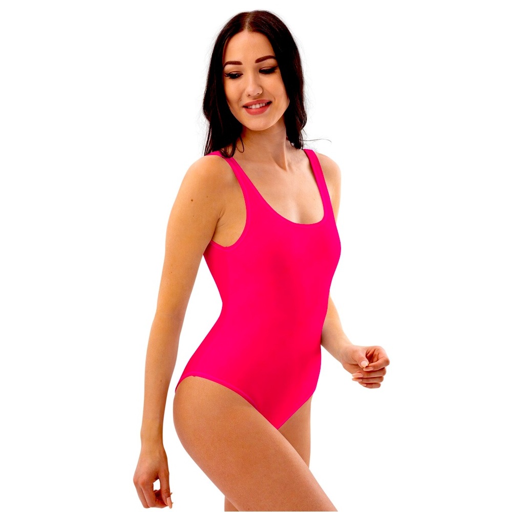 👙 NWOT Breeza Neon Pink Low Back One Piece Swimsuit‎ - Medium